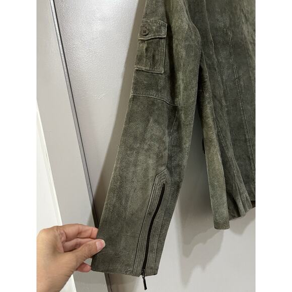 Vintage Blazer Olive Green Suede Sz 10 utility Jacket heritage transitional - Picture 8 of 12